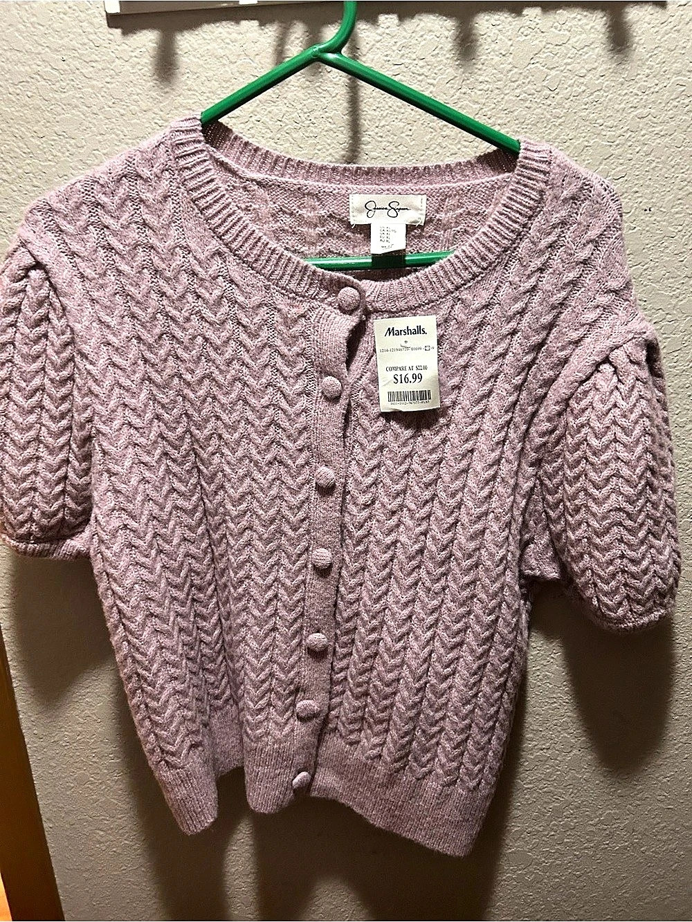 Jessica Simpson Textured Button Front Cardigan in Lavender XL NWT